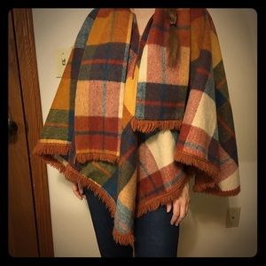 Fall Colored Plaid Vintage style Poncho